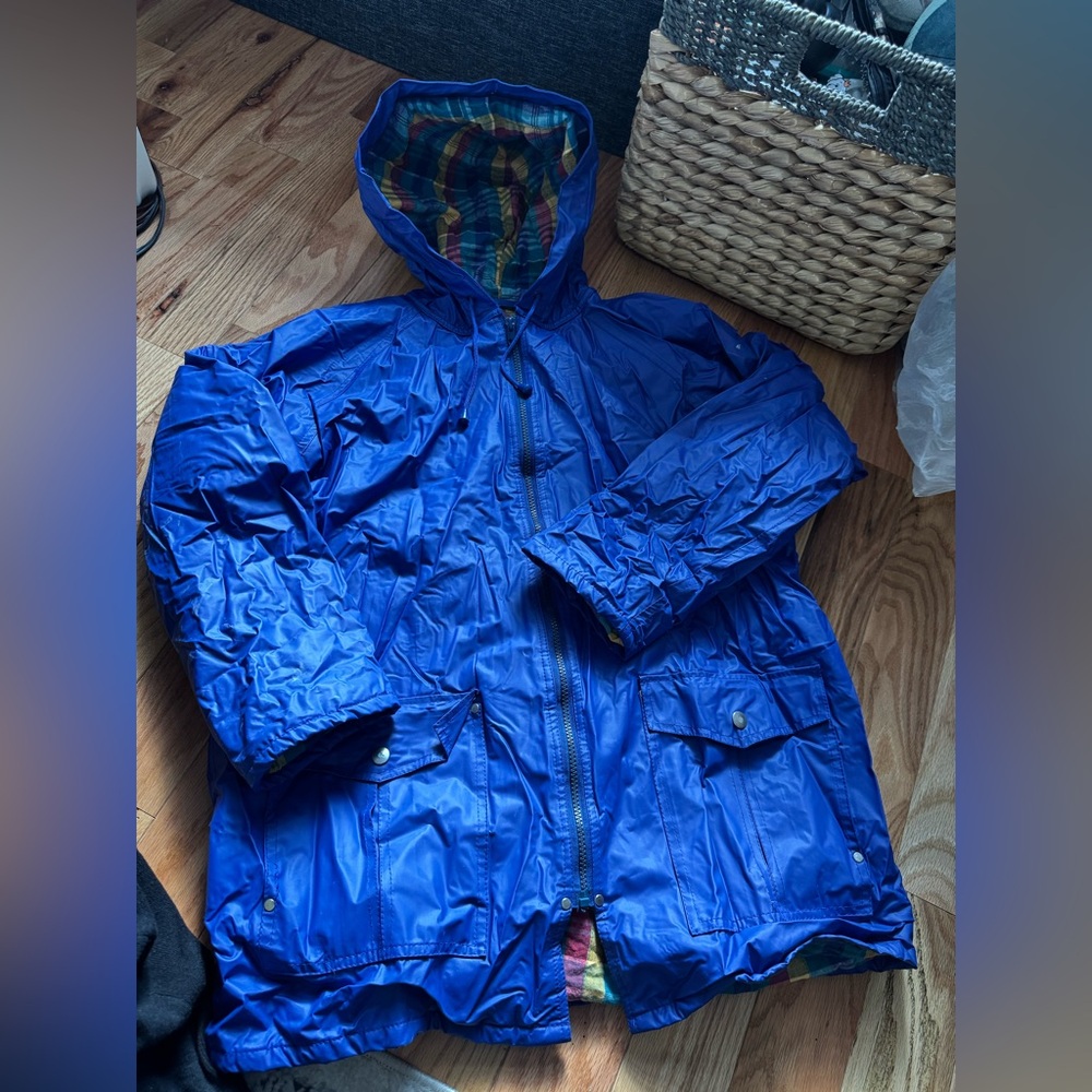DONATING TMRW ! Blue colorful lining raincoat
